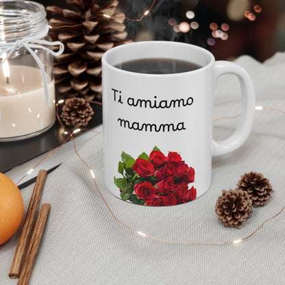 Ceramic Coffee Mug love for mother in Italian, (11oz, 15oz)