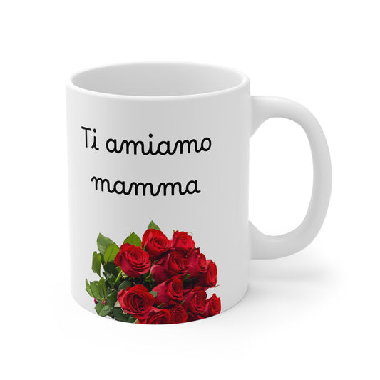 Ceramic Coffee Mug love for mother in Italian, (11oz, 15oz)